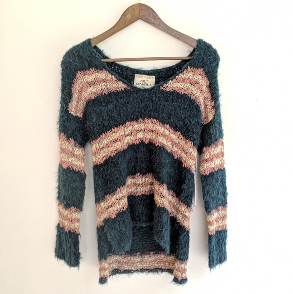 O'Neill Sweaters - SOLD O'Neill Elsa Ink Striped Slub Fuzzy Sweater